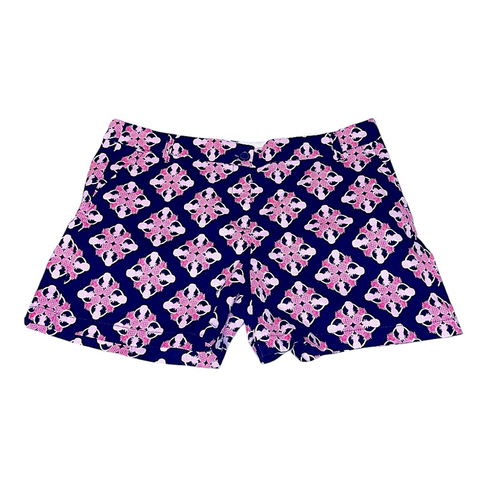 Crown & Ivy Navy and Pink pineapple chino shorts